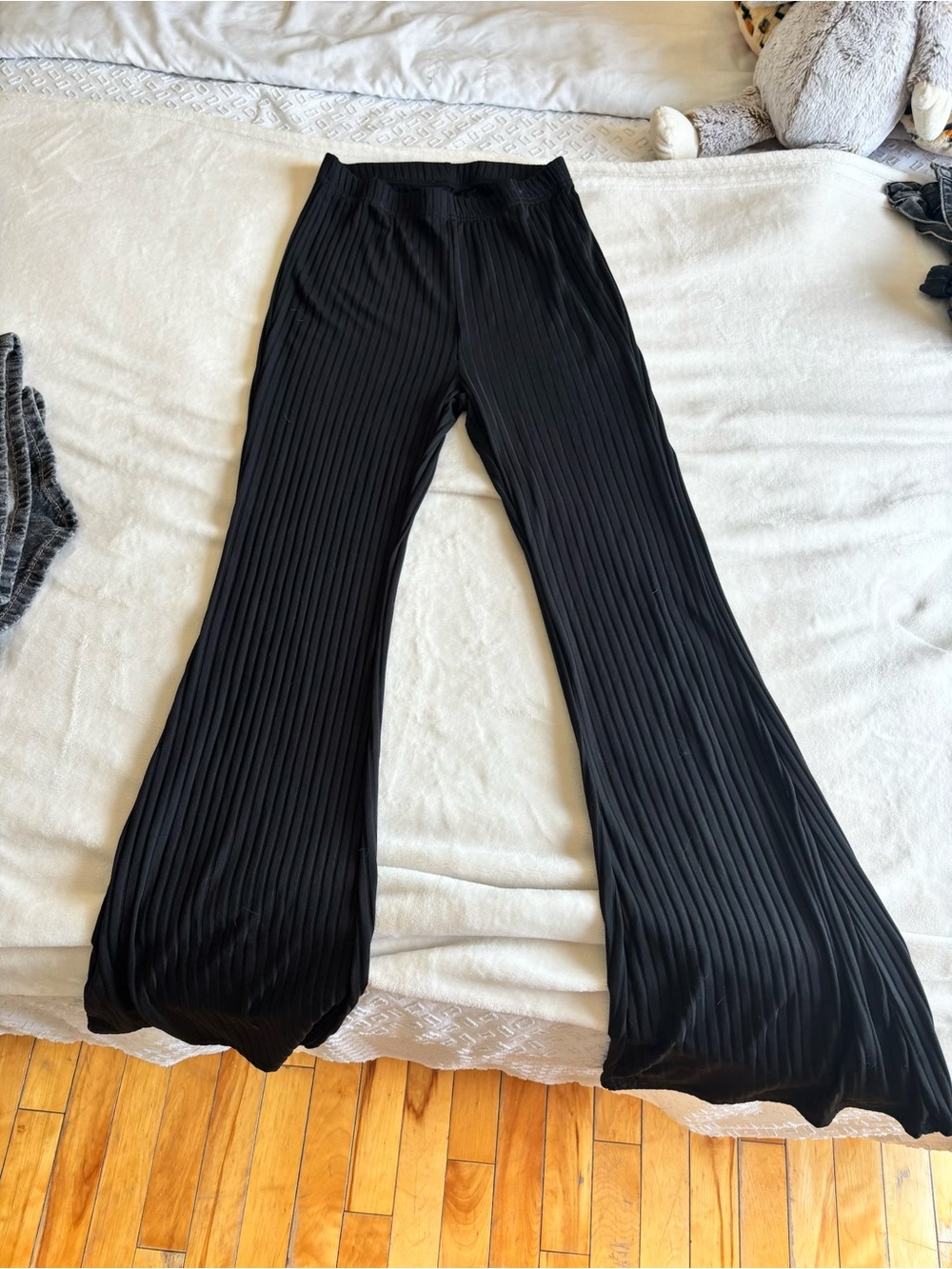 SHEIN Black Pleated Wide-Leg Stretch Pants
